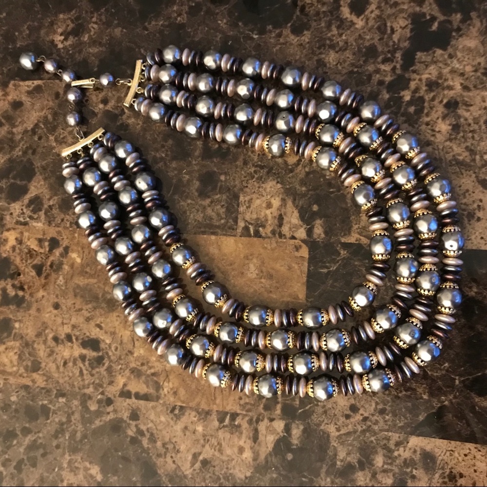 Vintage 4 Strand Beaded Necklace From Hong Kong